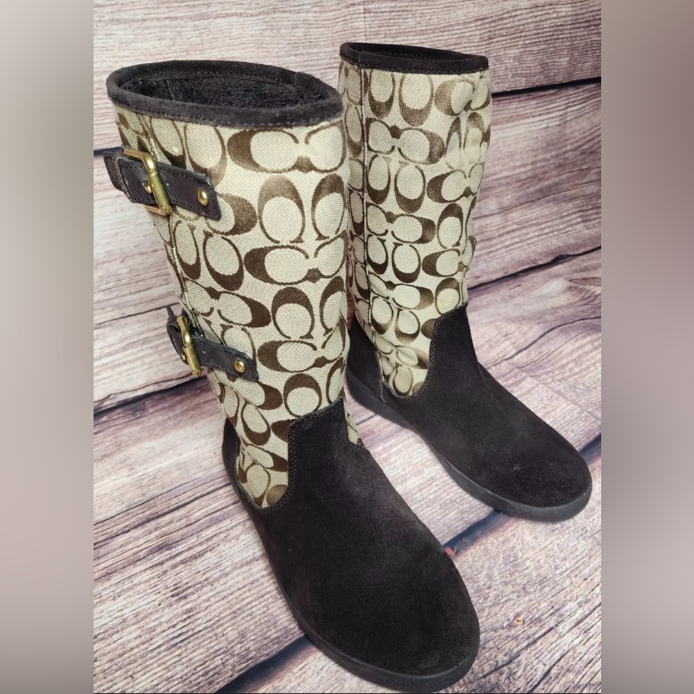 COACH TINAH Q1357 SIGNATURE Logo Size 5 1/2B Fleece lined, Warm & Cozy Boot - Picture 6 of 8